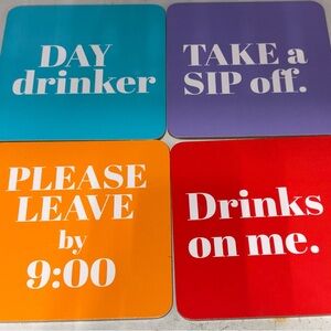 Set of 4 Humorous Cork Coasters, Your Choice